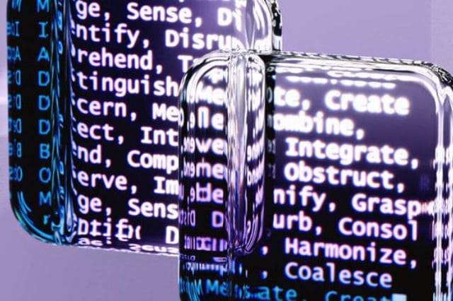 Dos representaciones conceptuales de agentes de software conectándose a través de un contrato digital firmado con claves criptográficas en tiempo real.
